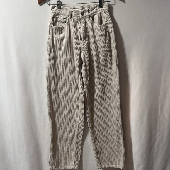 BDG Pants - BDG High Rise Baggy Corduroy Pants Women Size 25 Cream Ivory Wide Leg Relaxed